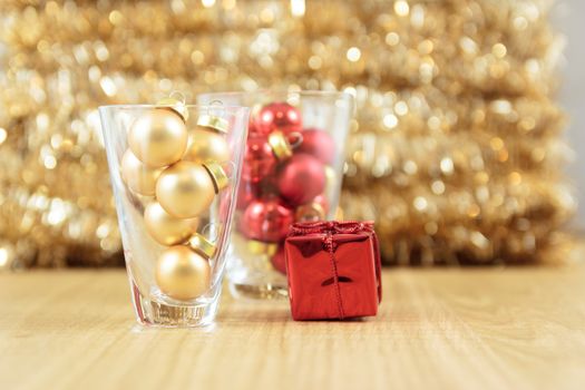 Christmas ornaments red and gold with space to write