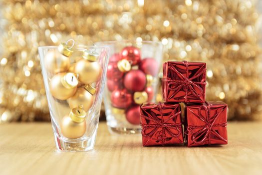 Christmas ornaments red and gold with space to write