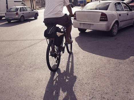 Photograph of an urban cyclist