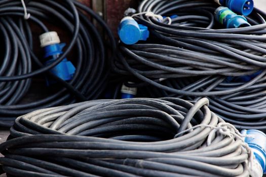 Pile of power plugs Background