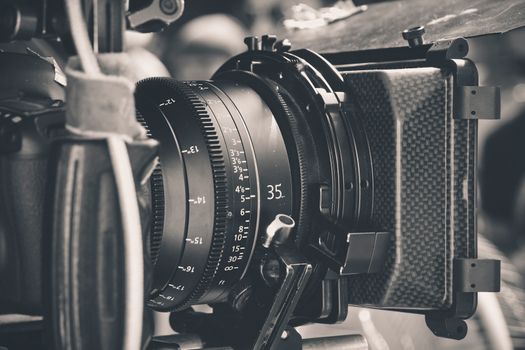 close up of Professional digital video camera