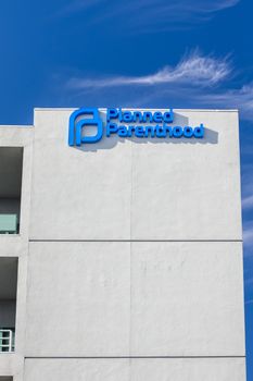 LOS ANGELES, CA/USA - NOVEMBER 8, 2015: Planned Parenthood clinic exterior and logo. Planned Parenthood is a non-profit organization that provides reproductive health services.