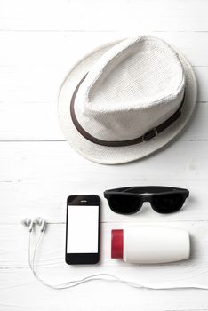 summer tools over white table