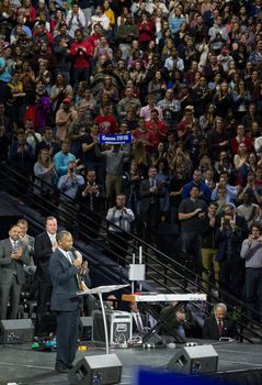 US, Virginia: Republican presidential candidate Dr Ben Carson addressed a packed room at the Liberty University in Virginia, on November 11, 2015. The retired neurosurgeon talked about his upbringing and his experience as a doctor in front of a crowd of nearly 12,000 people. 