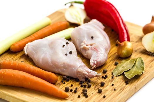 Raw rabbit with black pepper and allspice