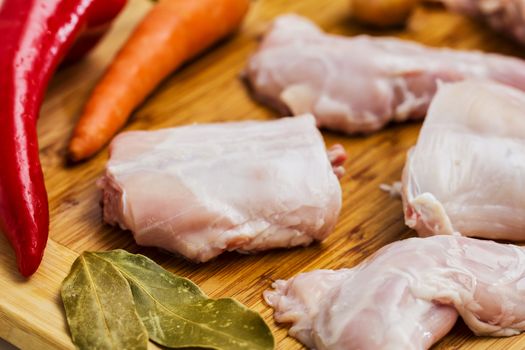 Raw rabbit with black pepper and allspice