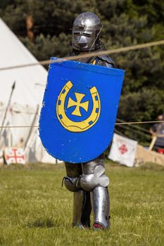 CHORZOW,POLAND, JUNE 9: Medieval knight before fight during a IV Convention of Christian Knighthood on June 9, 2013, in Chorzow