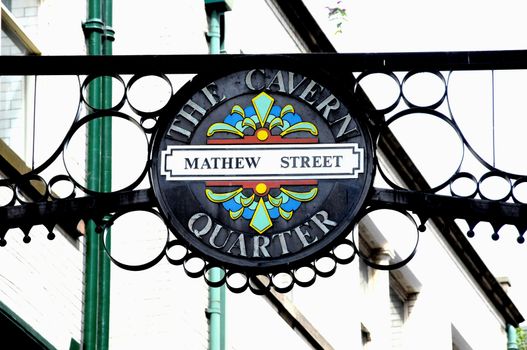 Overhead sign Mathew Street,Liverpool