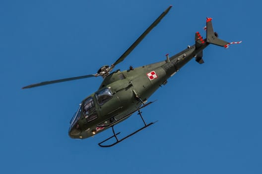 RADOM, POLAND - AUGUST 25: PZL Swidnik SW-4 Puszczyk display during Air Show 2013 event on August 25, 2013 in Radom, Poland