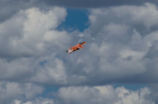 RADOM, POLAND - AUGUST 25: SAAB 105 OE display during Air Show 2013 event on August 25, 2013 in Radom, Poland