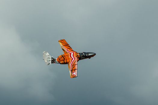 RADOM, POLAND - AUGUST 25: SAAB 105 OE display during Air Show 2013 event on August 25, 2013 in Radom, Poland