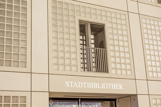 Stuttgart, Germany - November 1, 2013: The new municipal public library of Stuttgart, Germany - exterior view. It provides more than 500,000 books. It is designed by Eun Young Yi.