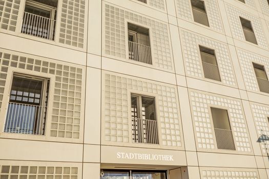 Stuttgart, Germany - November 1, 2013: The new municipal public library of Stuttgart, Germany - exterior view. It provides more than 500,000 books. It is designed by Eun Young Yi.