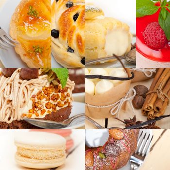 fresh colorful delicious homemade dessert cake selection composition collage 