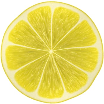 Slice of lemon isolated on white background