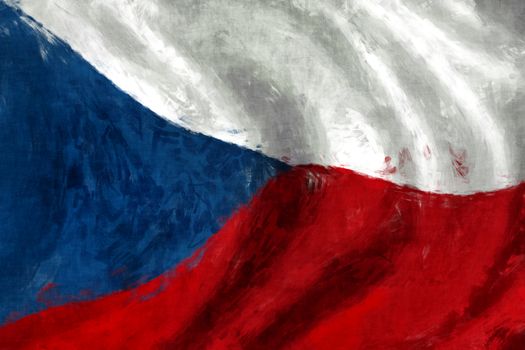 Flag of Czech abstract painting background