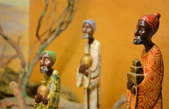 Figures of the Three Kings in the nativity scene