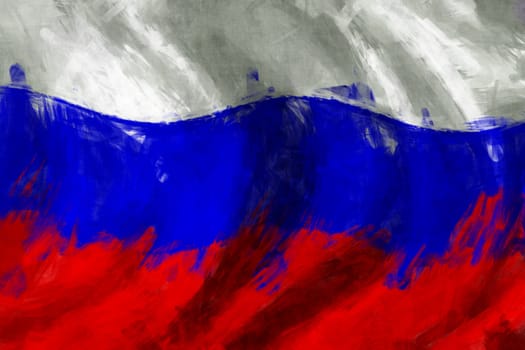 Flag of Russia abstract painting background