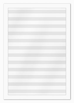 Blank music paper isolated on white