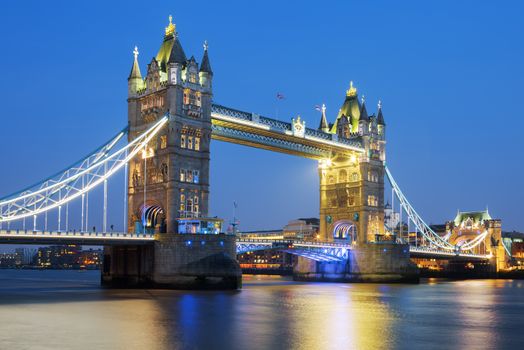 Famous Tower Bridge in the evening, London, England