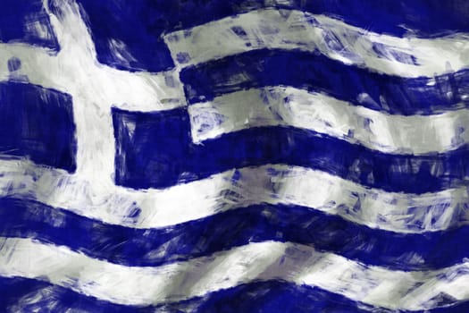 Flag of Greece abstract painting background