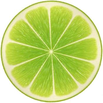 Slice of lime isolated on white background