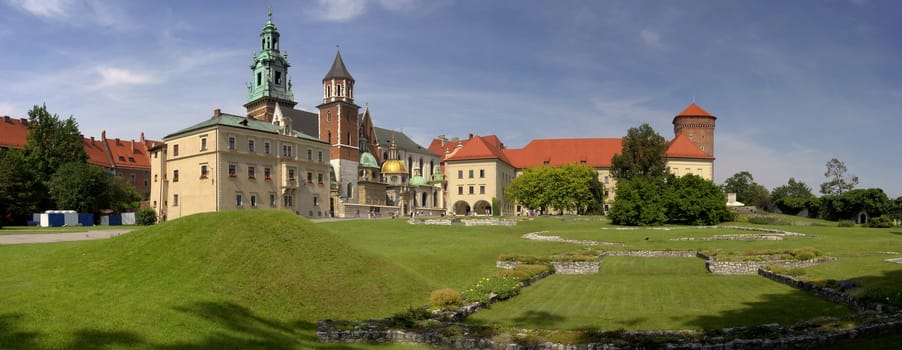Panorama of Wawel Royal Castle in Cracow, Poland