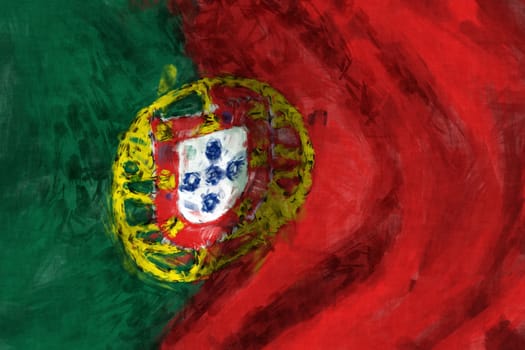 Flag of Portugal abstract painting background
