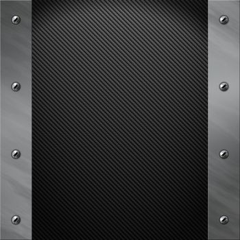 Brushed aluminum frame bolted to a grey real carbon fiber background