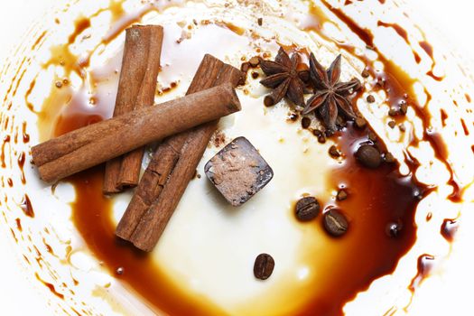 Chocolate candy isolated with anice and cinnamon