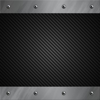 Brushed aluminum frame bolted to a grey real carbon fiber background