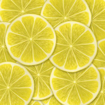 Yellow background with citrus-fruit of lemon slices