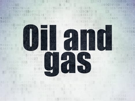 Manufacuring concept: Painted black word Oil and Gas on Digital Paper background