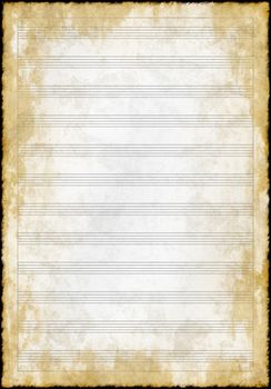 Old grunge blank music paper