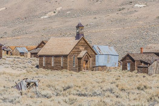 Historic church in California ghost town of Bodie.