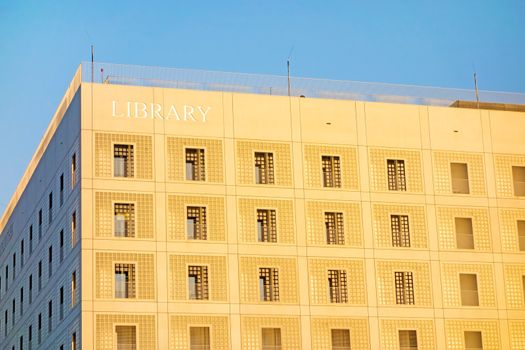 Stuttgart, Germany - November 1, 2015: The new municipal public library of Stuttgart (Bibliothek Stuttgart) - exterior view. It provides more than 500,000 books. It is designed by Eun Young Yi.