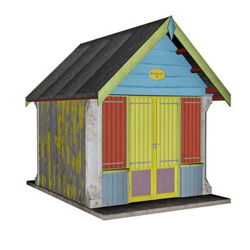 Beach hut isolated in white background - 3D render