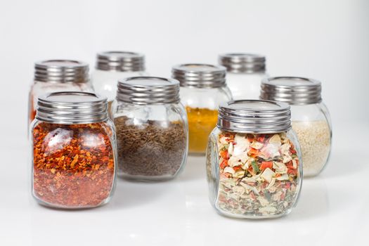 Various Spices in small jars