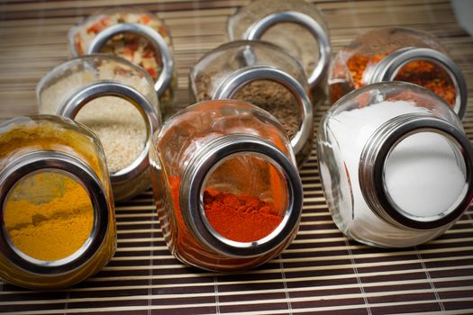Mixed Indian spices in jars