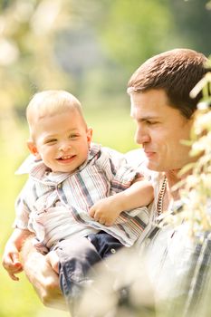 Father and son in the nature