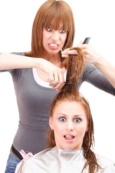 Crazy hairdresser wants to screw up your hair