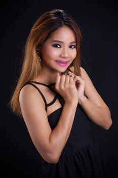 Portrait of young Asian girl - sexy, pretty dress