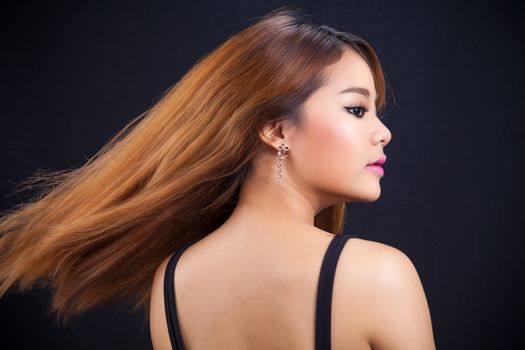 Portrait of young Asian girl - shake, show hair