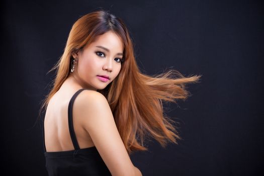 Portrait of young Asian girl - shake, show hair