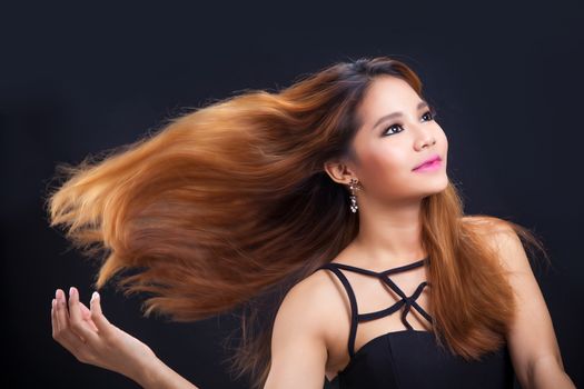 Portrait of young Asian girl - shake, show hair