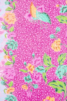 Beautiful flower pattern background on batik fabric