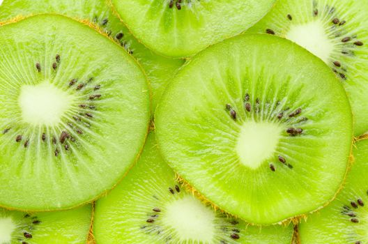 Many slices of kiwi fruit texture as background.