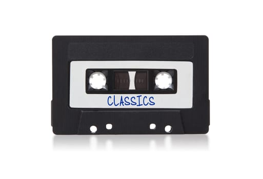 Vintage audio cassette tape, isolated on white background, Classical hits