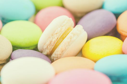 Group of pastel color macaroons.