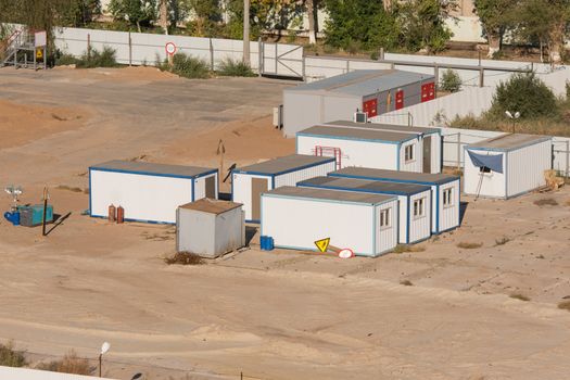Volgograd, Russia - October 13, 2015: Aerial view of the fenced area on which the construction of a new multi-storey residential house